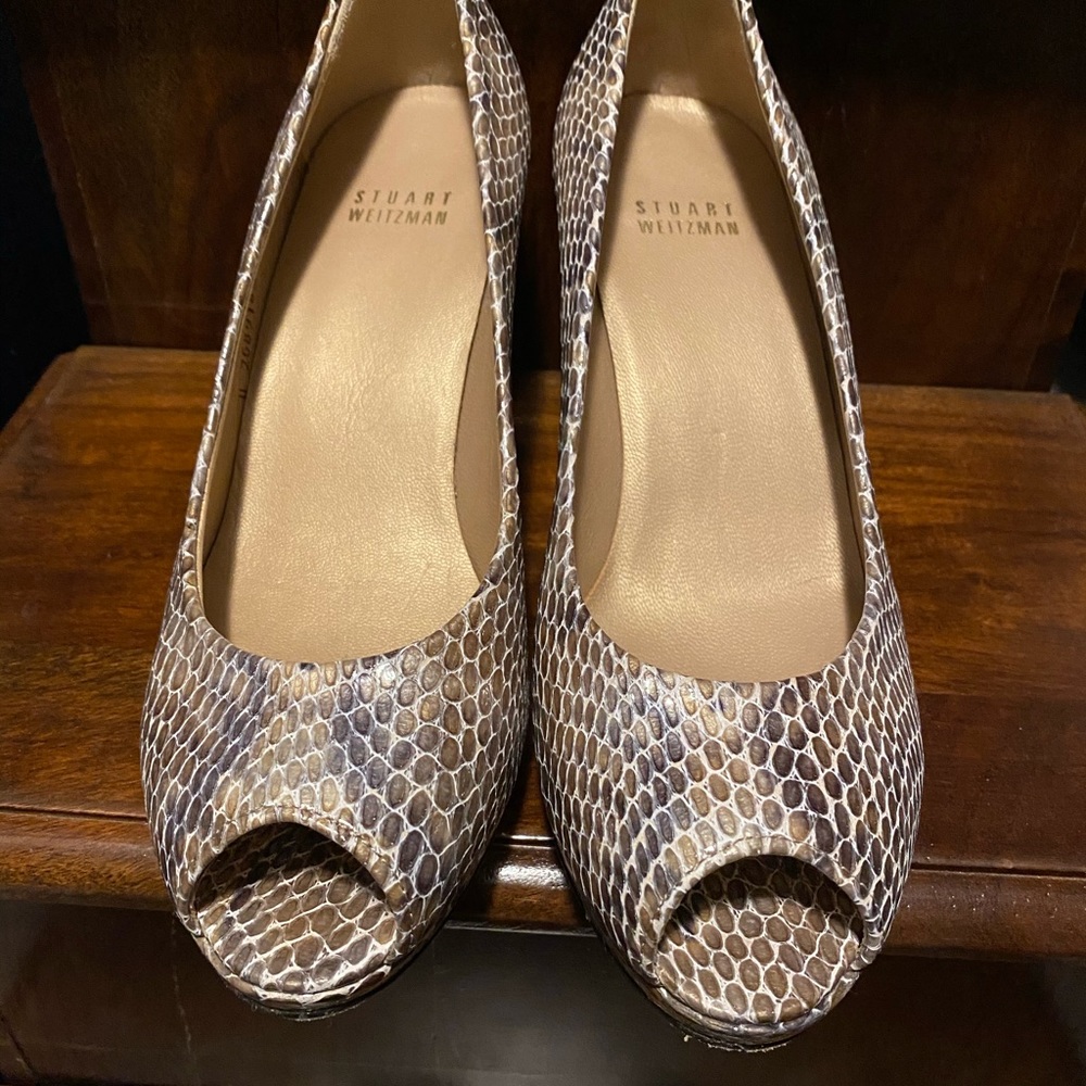 Stuart Weitzman Python Peep-Toe Pumps - image 2
